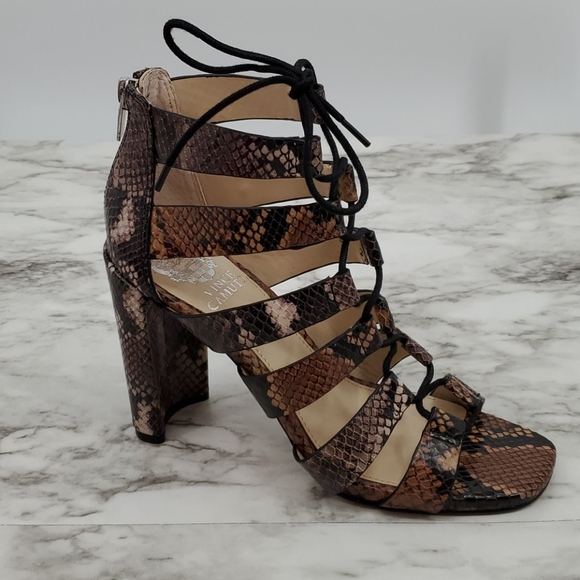Vince Camuto Snake Skin Retro Python Heels - Picture 2 of 9